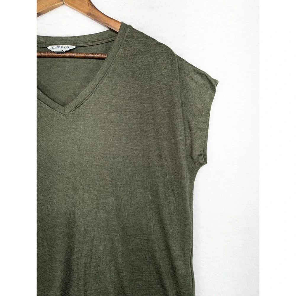 Orvis Sweater Womens Green V Neck Pullover Sleeveless Lightweight‎ L